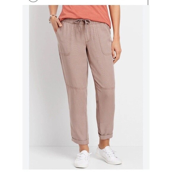 Maurices Weekender Dusty Blush Purple Crop Lyocell Ankle Pants Joggers Size 8 - Picture 1 of 12